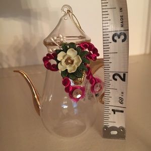 Glass Teapot Ornament - Vintage w/ Tag